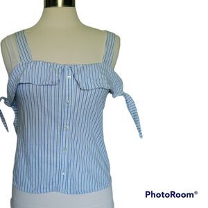 CANDIE'S BLUE & WHITE STRIPE TANK TOP - S